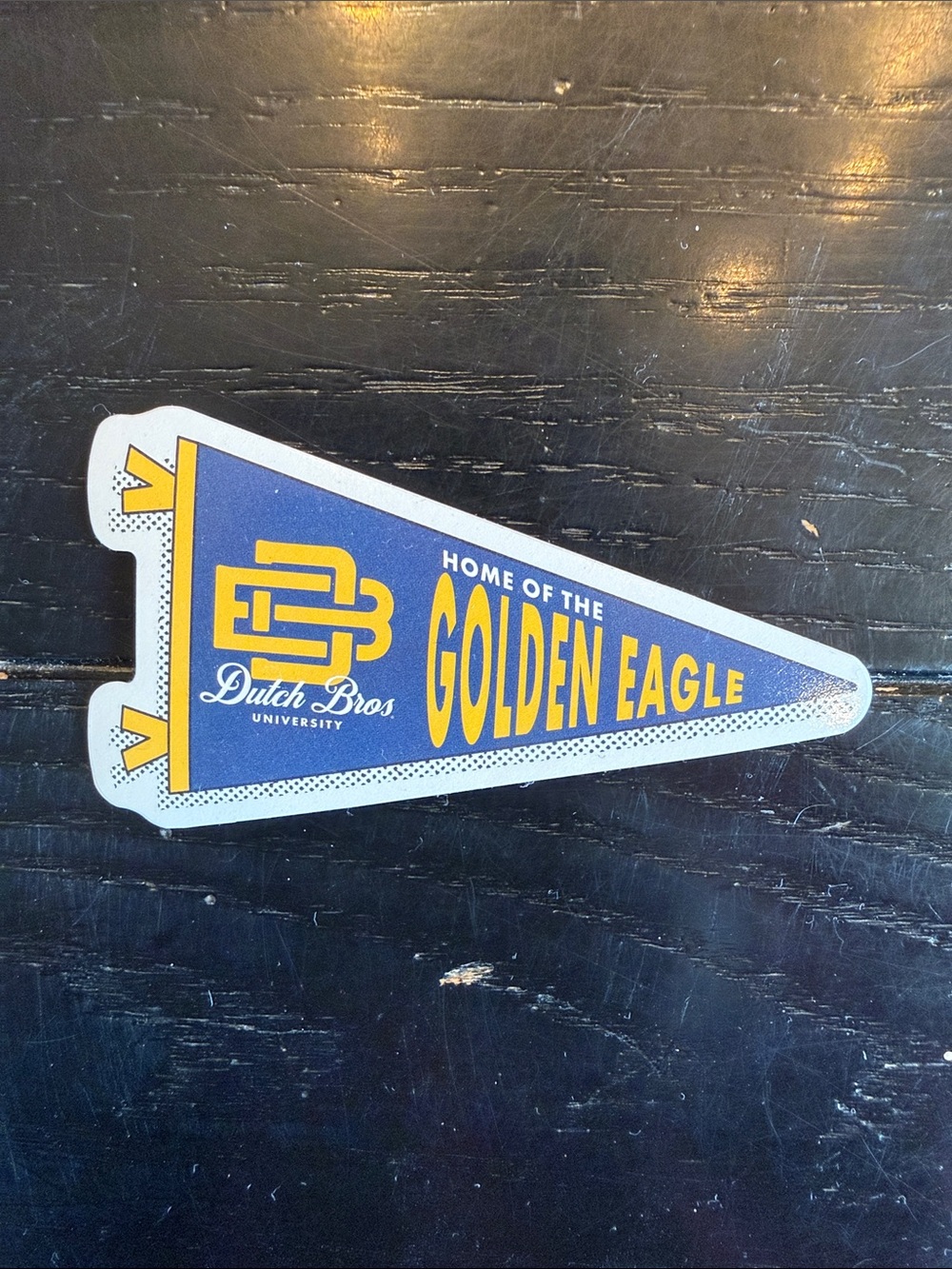 Dutch Bros Golden Eagle Pennant Sticker - Blue & Yellow